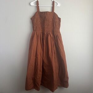 18/20p brown lane Bryant maxi / midi dress smocked sleeveless 2x 18 / 20 petite